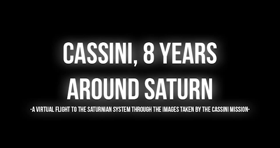 Honorable Mention, Data Art Category, title card for CASSINI, 8 YEARS AROUND SATURN