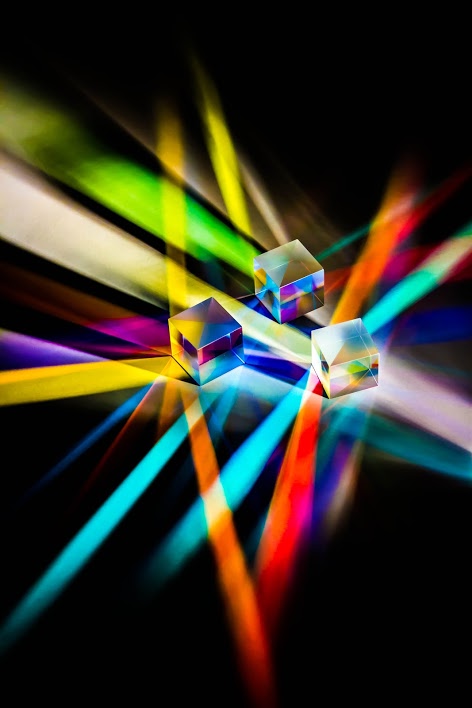 First Place, Fine Art Category, cubes refract light into a multitude of colors