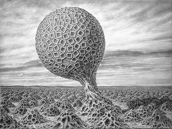 Honorable Mention, Fine Art Category, spheroid tree covered with squares