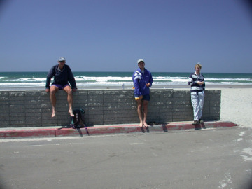 Day 2. Our first beach stop was in San Diego. Adam and Adina went paddling and tried to demonstrate longshore drift.