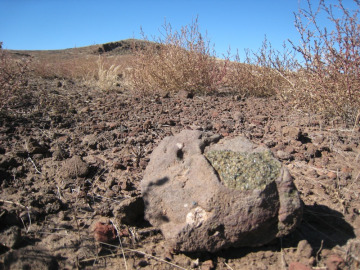 Mantle nodule with its presumed origin in the background.