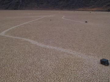 Out at Racetrack Playa, we explored some of its infamous moving rocks.