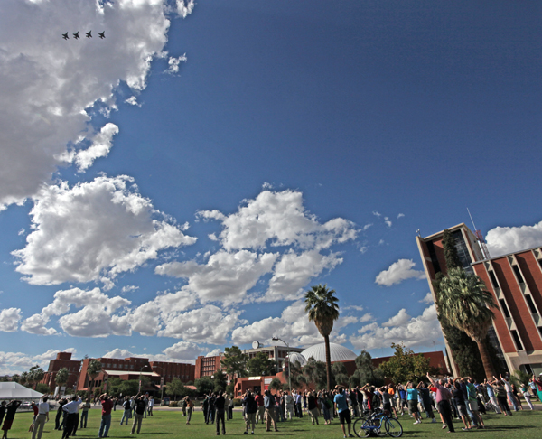 Guests on UA Mall watching the RNLAF fly-by.