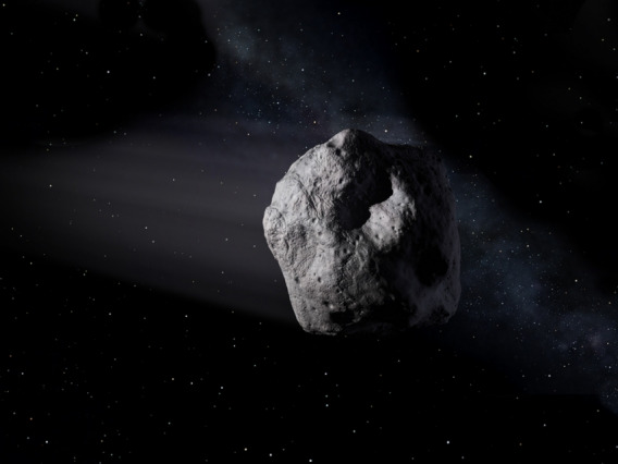  Artist's impression of a near-Earth object in space.