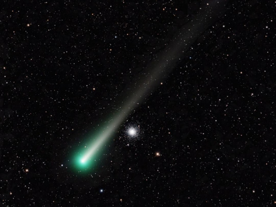 Comet C/2021 A1 (Leonard) is seen next to globular star cluster M3 in this image taken by Adam Block at UArizona's Mount Lemmon Sky Center. Adam Block/Steward Observatory/University of Arizona