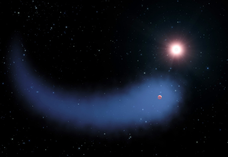 Huge cloud of hydrogen bleeding off of the Neptune-sized exoplanet Gliese 436b.