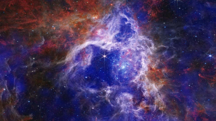 A composite image of the Tarantula Nebula.
