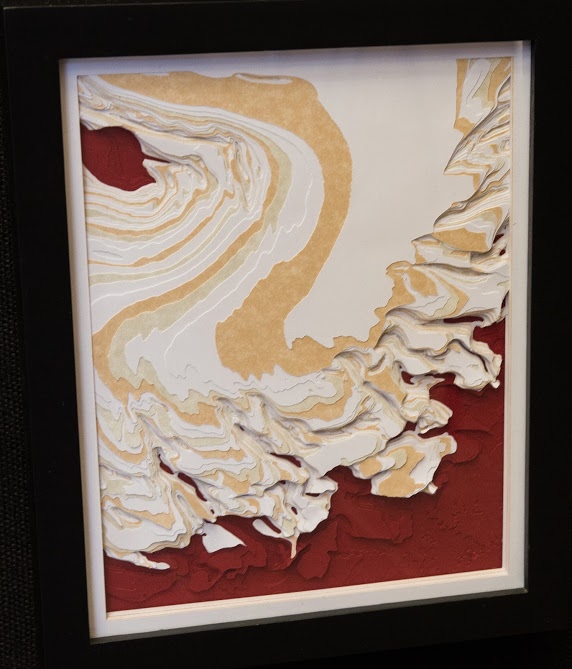 Second Place, Data Art Category, paper topography of layered Mars deposits