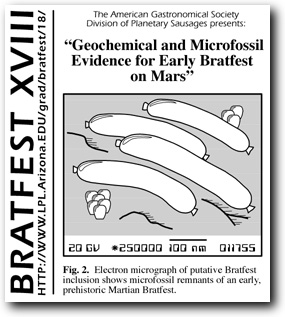 Geochemical and Microfossil Evidence for Early Bratfest on Mars