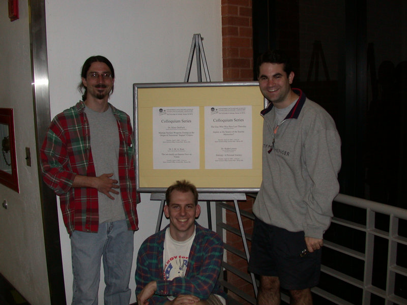 Dave, Jonathan, and Terry with the colloquium announcements.