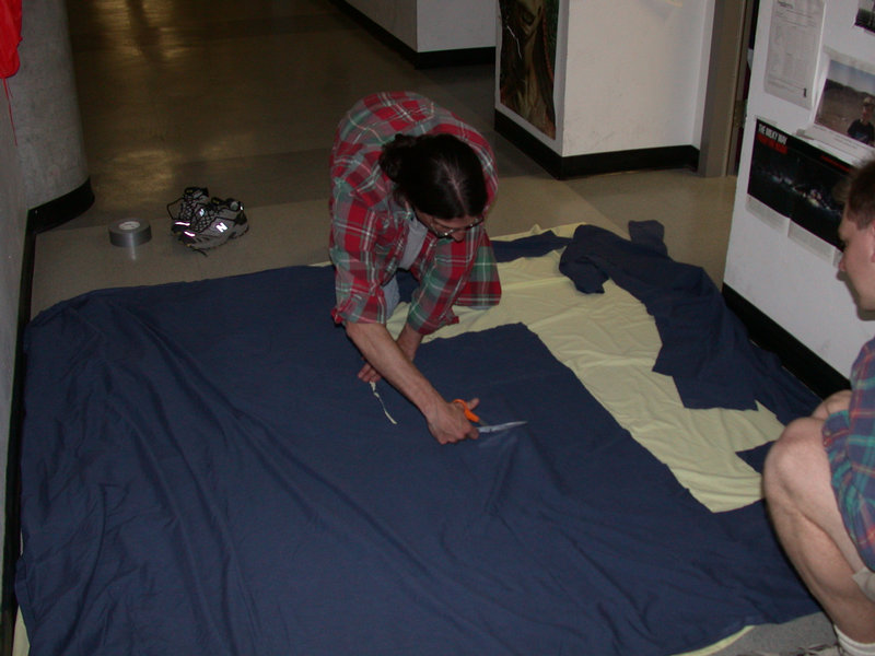 Dave and Jonathan building the LPL banner for the Steward 21" telescope.