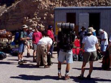 We got our gear ready to go and got our first look down into Havasupai Canyon.