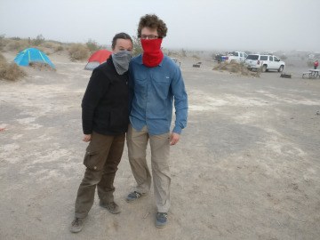 Joana and Hamish surviving the 50 mph dust storm!