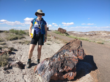 Maria and a tree-turned-stone