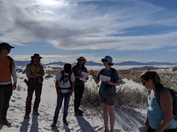 Maureen presenting to the field trippers at White Sands