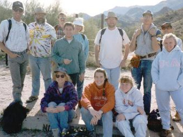 Part of our intrepid group just before embarking on the 13-mile hike past Weaver's Needle.