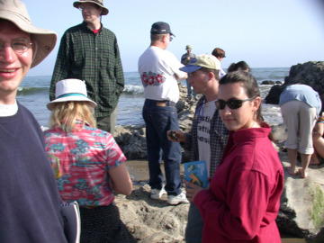 Everyone poses at the beach.