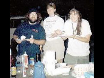 Andy, Ellen, and Zibi attempt to eat field-trip ice cream.