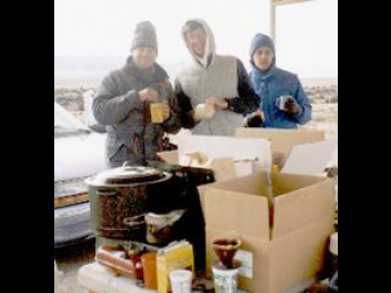 Erik, Jeff and Mark try to pretend they're not cold.