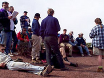 Here's Barb giving her talk at the Confluence of the Colorado and Green Rivers.