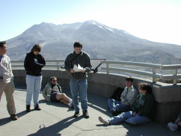 People at the Johnston Ridge Observatory.