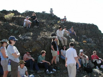 Matt Chamberlain, Laz, and Adam talked about different aspects of flood basalts at the Rock Creek stop, aided by convenient road and railway cuts.