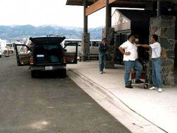 We arrived at the Bozeman airport and picked up six Explorers and a cargo minivan.