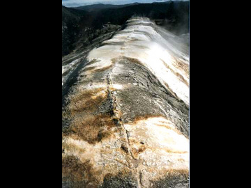 Narrow Gauge Spring, a hot spring whose effluent runs down a narrow line.