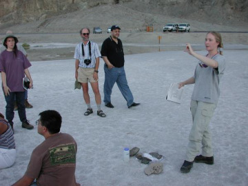 Fred and Devon talked about gravel fans, Adina gave several talks on fault scarps, and Andy reported on (unpublished) experiments concerning desert pavement. We even had some tourists listening attentively!