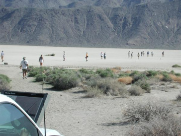 A bouncy ride along a dirt track took us to the intriguing Racetrack Playa and its myserious moving stones.