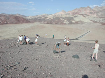 We were blown off Ventifact Ridge, a place where aeolian erosion is particularly effective, and went on to Devil's Golf Course. 