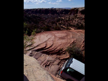 This image shows the descent of Joe Junior and the Backseat Boys down Elephant Hill. (Yes, that is the `road')