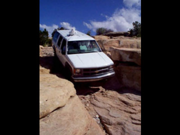 This image shows the descent of Joe Junior and the Backseat Boys down Elephant Hill. (Yes, that is the `road')