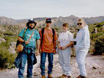 Andy, Mark, Barb, and Jen recover from their close encounter with a rattlesnake.