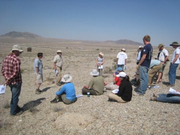 On Day 3, after departing the beach and camping in the Lucerne Valley, we examined a gravel bar left behind by the prehistoric/glacial Lake Manix in the Mojave.