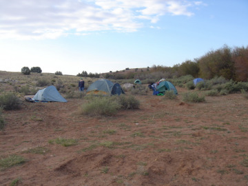 Making camp before sunset -- this is atypical from usual fieldtrip expeditions.