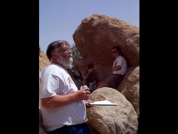 The always-popular subject of spheroidal weathering was reviewed by Ross. The route of I-10 passes through some spectacular examples of this around Texas Canyon. Alas, we did not stop at the nearby "Thing."