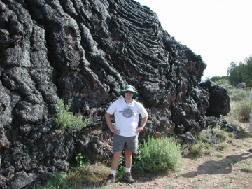 Laz in front of a lava flow.