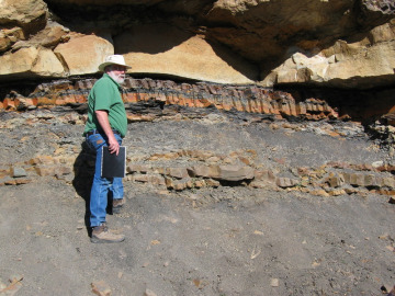 Day 3. We finally arrive at one of the three outcrops, and spend the entire day exploring. Here, Jay leads us to the first outcrop.