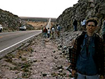 Roadcut! Banded limestone deposits show paleoclimate and some really neat centimeter-scale folding.