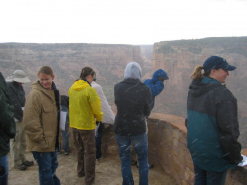 As we arrived at Canyon de Chelly to discuss how it was formed by groundwater flow, we unfortunately got snowed on.