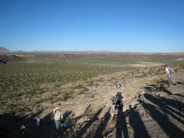 We camped overnight at Kilbourne Hole, and got up early the next morning to talk about the maar volcanism at the site.