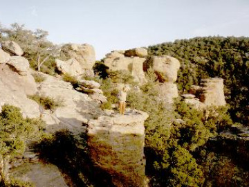 Steffi among the hoodoos of the Chiracahuas.