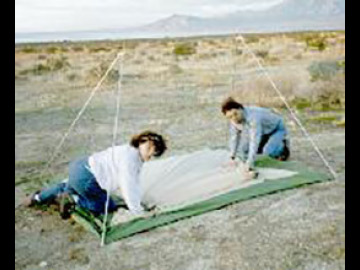 Betty and Jim set up their tent, NOT straddling the fault zone.