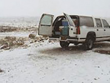 While the snow on the lava flow was pretty, snow at the campsite was just plain cold.