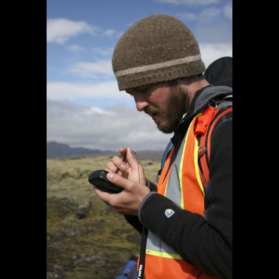 Andy Ryan recording coordinates into the GPS.