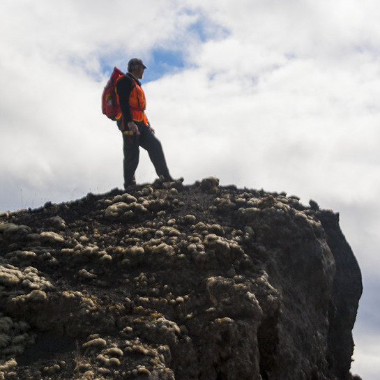 Dr. deWet scouting the Rauðhólar region.  