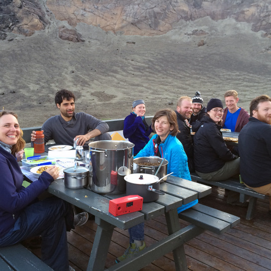 Preparing meals for a group of seventeen people was a challenge, but Andy Ryan proved to be both an excellent scientist and chef in the field. 