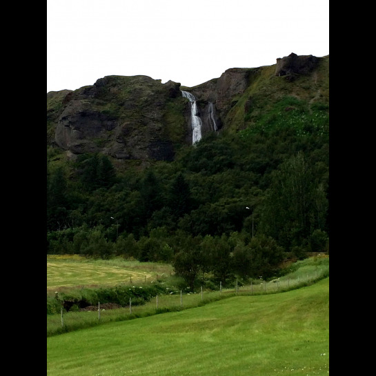 Waterfall in the town of Kirkjubæjarklaustur.  