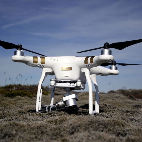 A Unmanned Aerial Vehicle (UAV) before taking off for flight. The UAV's were used to conduct aerial remote sensing of volcanic terrains. 